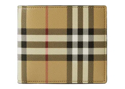 Pre-owned Burberry Check Bifold Wallet In Archive Beige