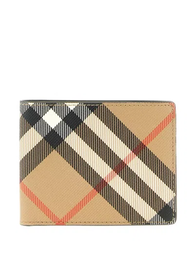 Burberry Check Bifold Wallet In Brown
