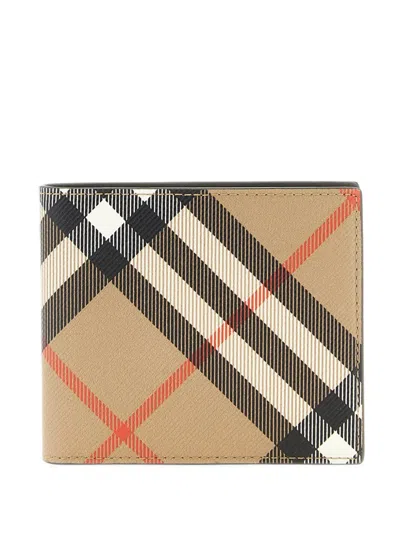 Burberry Check Bifold Wallet In Brown