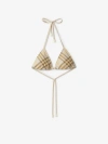 Burberry Check-printed Halterneck Bikini Top In Wheat