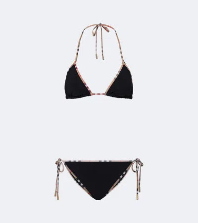 Burberry Check Bikini In Black