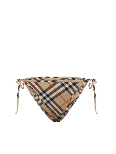 Burberry Check Bikini Bottom In Brown