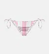 Burberry Sadie Checkered Bikini Bottoms Aubergine Purple In White
