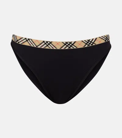 Burberry Check Trim Bikini Bottoms Black