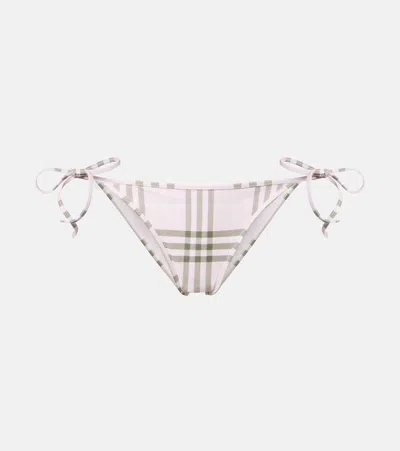 Burberry Check Bikini Bottoms In Pink