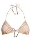 Burberry Check Print Triangle Top Bikini Bra In Brown