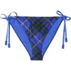 Burberry Check Bikini Briefs In Bright Navy
