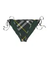 Burberry Dark Green Checked Bikini Briefs In Green