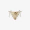 Burberry Check Print Slip-on Bikini Briefs In Wheat