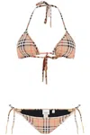 Burberry Check Motif Triangle Bikini Set In Beige