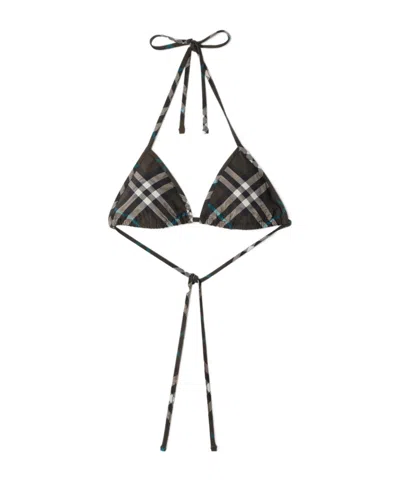 BURBERRY BURBERRY CHECK PRINTED HALTERNECK BIKINI TOP