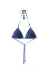 Burberry Check Bikini Top In Bright Navy