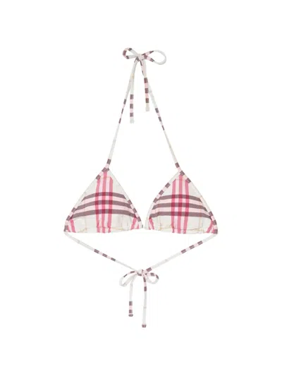 Burberry Check Bikini Top In Brown