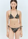 Burberry Checkered Design Triangle Bikini Top In Green