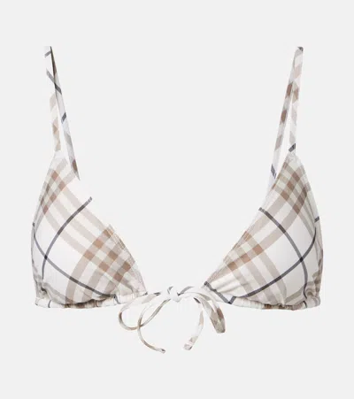Burberry Check Bikini Top In Cotton