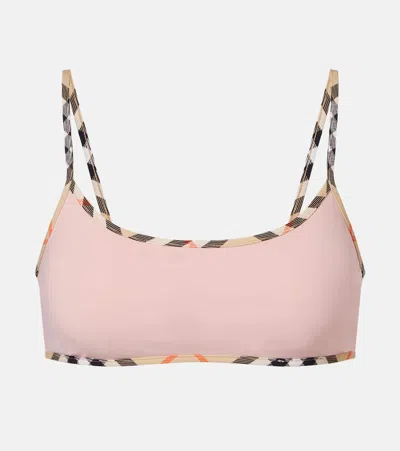 Burberry Check Bikini Top In Pink