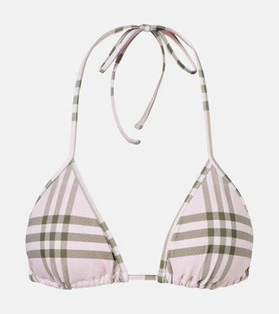 Burberry Check Bikini Top In Pink
