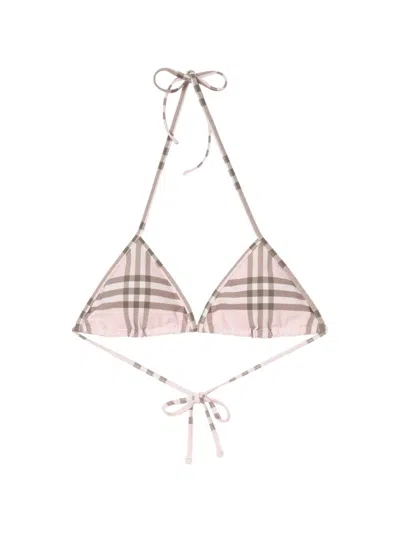 Burberry Check Bikini Top In Pink