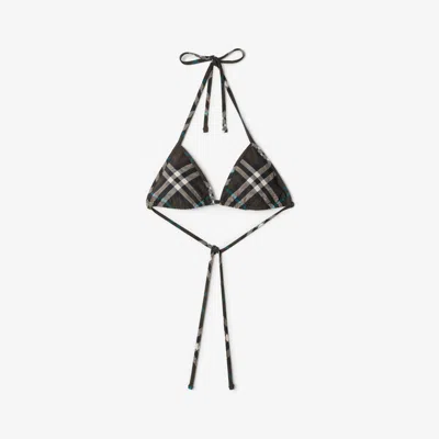 Burberry Check Bikini Top In Black