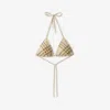 Burberry Check-printed Halterneck Bikini Top In Wheat