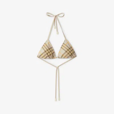 Burberry Check Bikini Top In Wheat