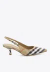 Burberry Slingback Pumps Birdie Check Women In Beige