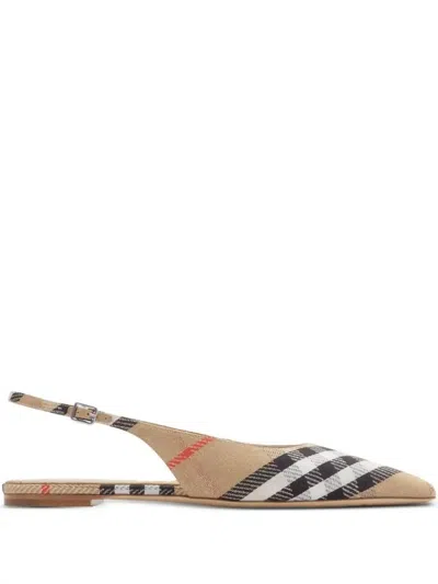 BURBERRY CHECK BIRDIE BALLET FLATS - WOMEN'S - CALF LEATHER/FABRIC