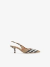 Burberry Check Print Slingbacks With Laminated Accents In Sand