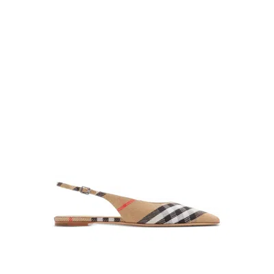 BURBERRY BURBERRY CHECK BIRDIE SLINGBACK BALLERINA FLATS