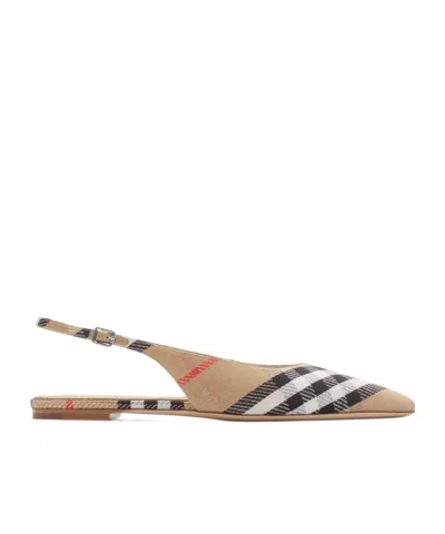 BURBERRY BURBERRY CHECK BIRDIE SLINGBACK FLATS