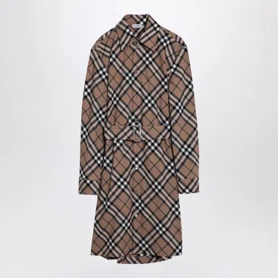 Burberry Check Blend Chemise Dress In Beige