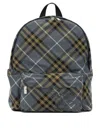 Burberry Check Blue Polyester Backpack In Multi