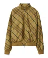 Burberry Check Motif Zip-up Bomber Jacket In Brown