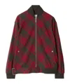 Burberry Womens  Check-print Two-buttoned-pockets Relaxed-fit Woven-blend Jacket In Red