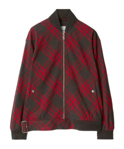 BURBERRY BURBERRY CHECKED BELTED WAIST BOMBER JACKET