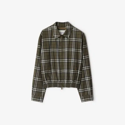 BURBERRY BURBERRY CHECK BONDED WOOL HARRINGTON JACKET