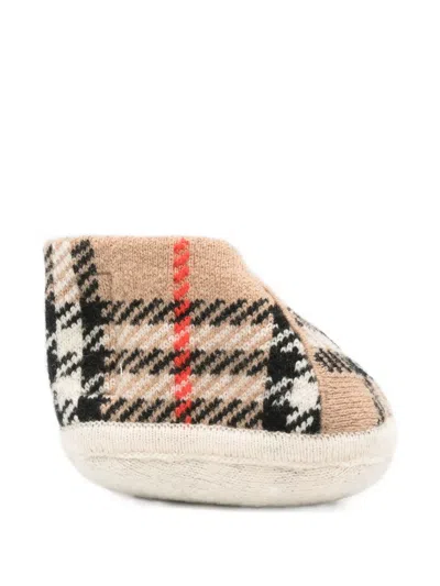 Burberry Babies' Check Booties In Neutral