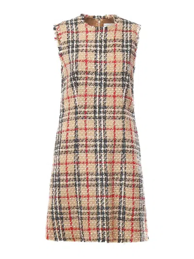Burberry Check Boucl Mini Dress In Multi