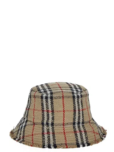 Burberry Check Bouclè Bucket Hat In Archive Beige Chk