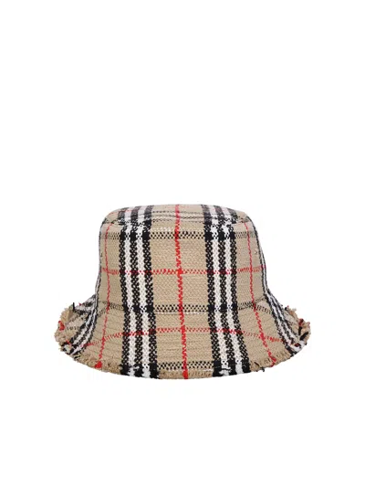 Burberry Check Bouclé Bucket Hat In Beige