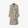 Burberry Check Bouclé Coat In String/fossil