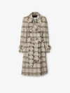 Burberry Check Bouclé Coat In String/fossil