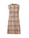 Burberry Checked-pattern Frayed Midi Dress In Multi