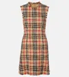 Burberry Check Bouclé Minidress In Brown