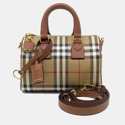 Pre-owned Burberry Check Bowling Mini Bag
