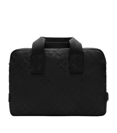 Burberry Check Briefcase In Black