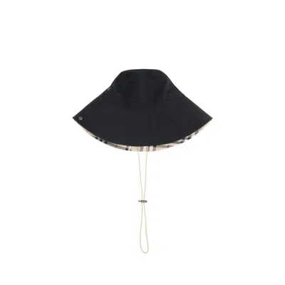 BURBERRY CHECK BRIM GABARDINE BUCKET HAT