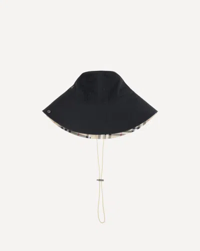 BURBERRY CHECK BRIM GABARDINE BUCKET HAT