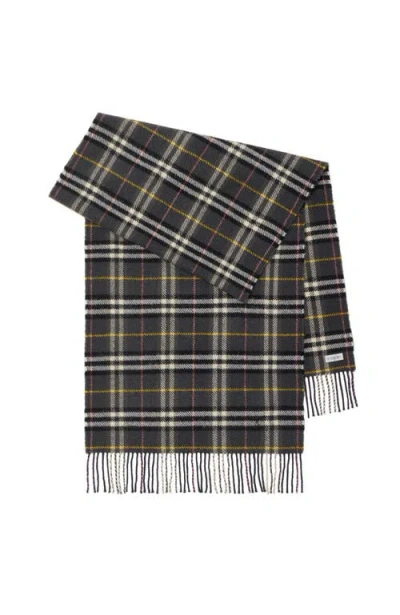 Burberry Check British Wool Scarf In Blue