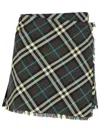 Burberry Check-pattern Wool Skirt In Green